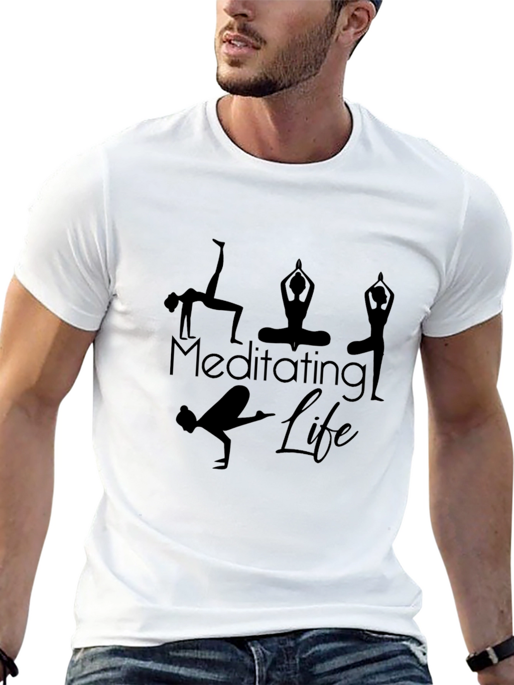 Meditating Life Black T-Shirt
