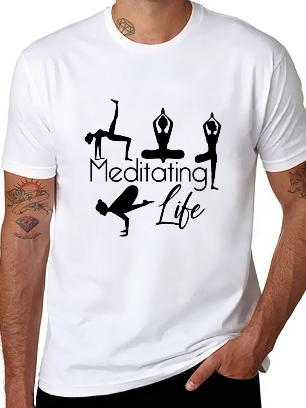 Meditating Life Black T-Shirt