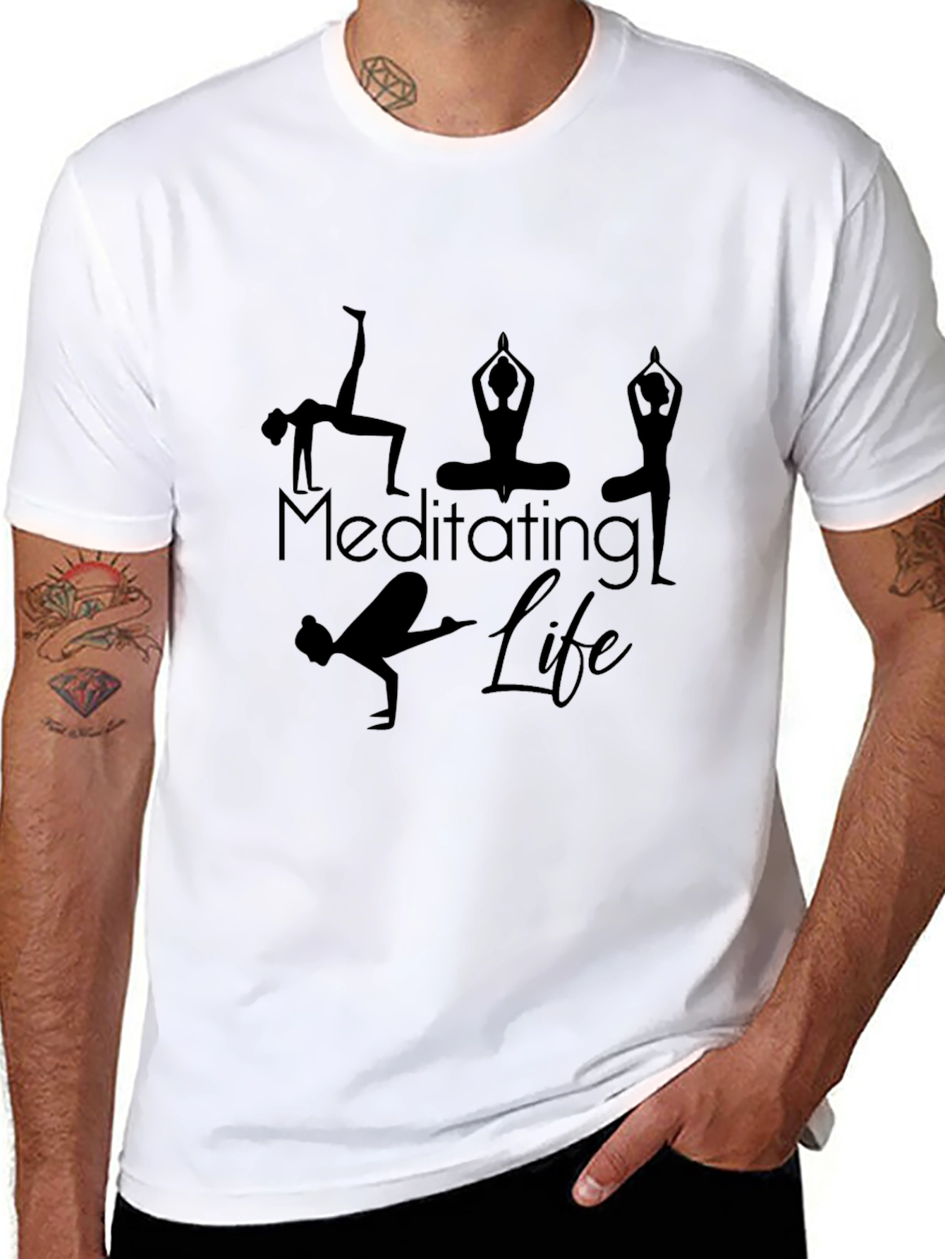 Meditating Life Black T-Shirt