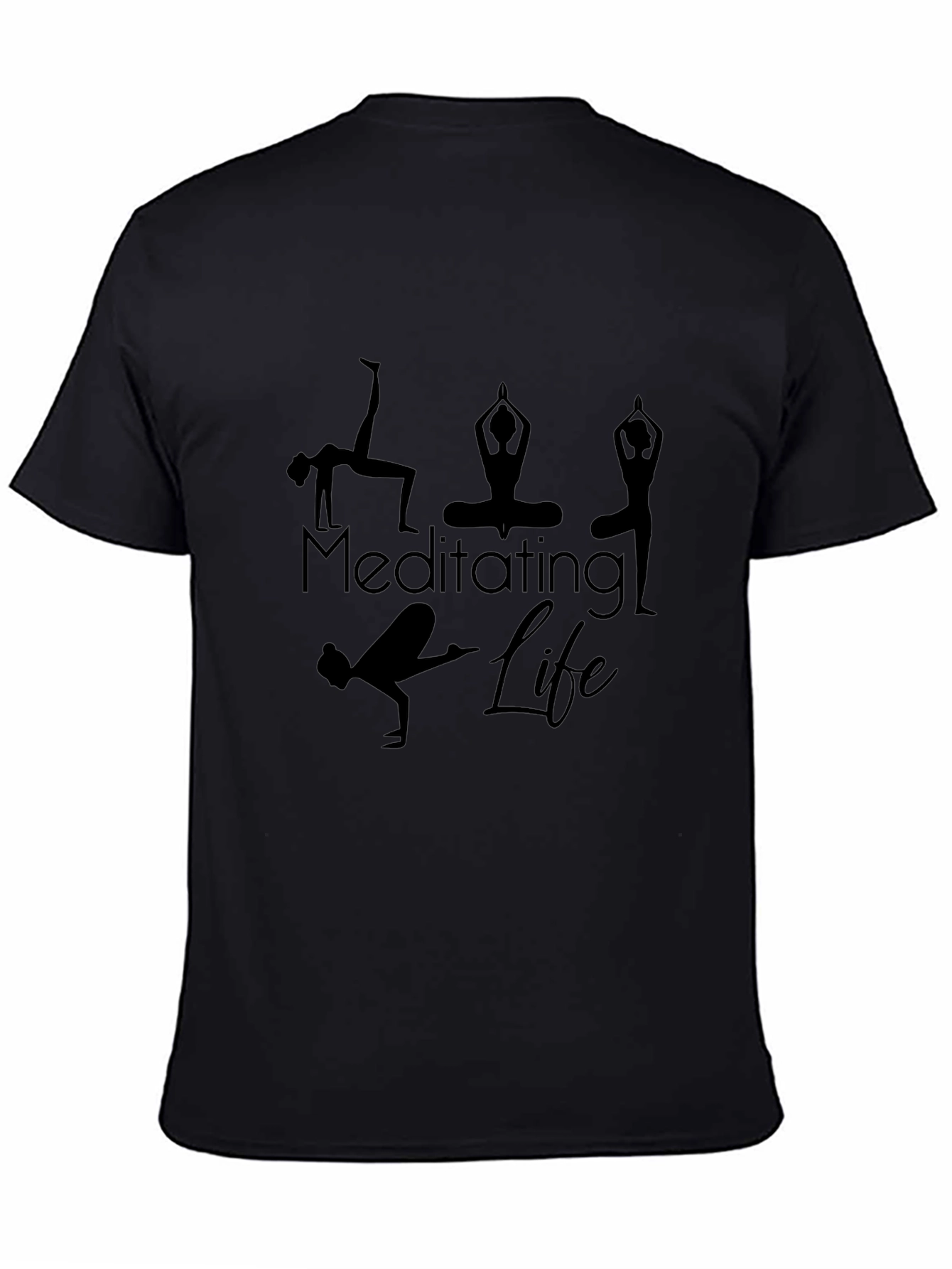 Meditating Life Black T-Shirt