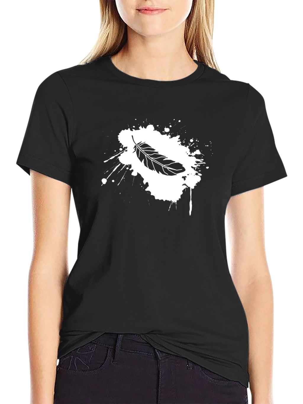 Feather Splash Graphic Tee - Soft Cotton Blend