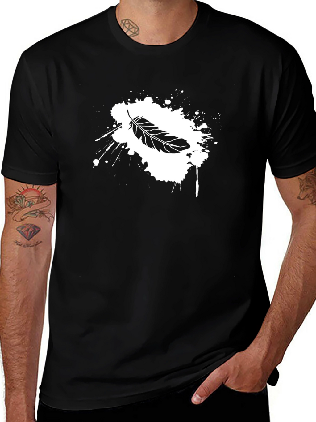 Feather Splash Graphic Tee - Soft Cotton Blend