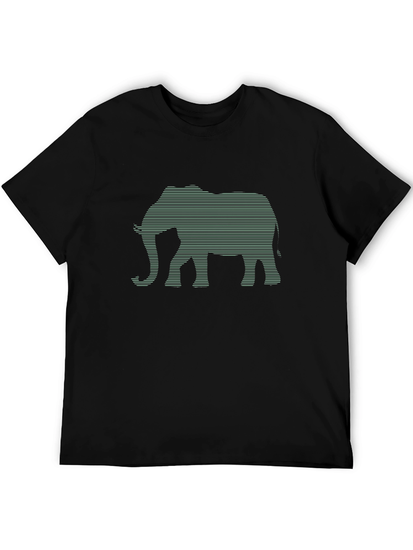 Elephant Graphic Tee - Stylish Striped Design
