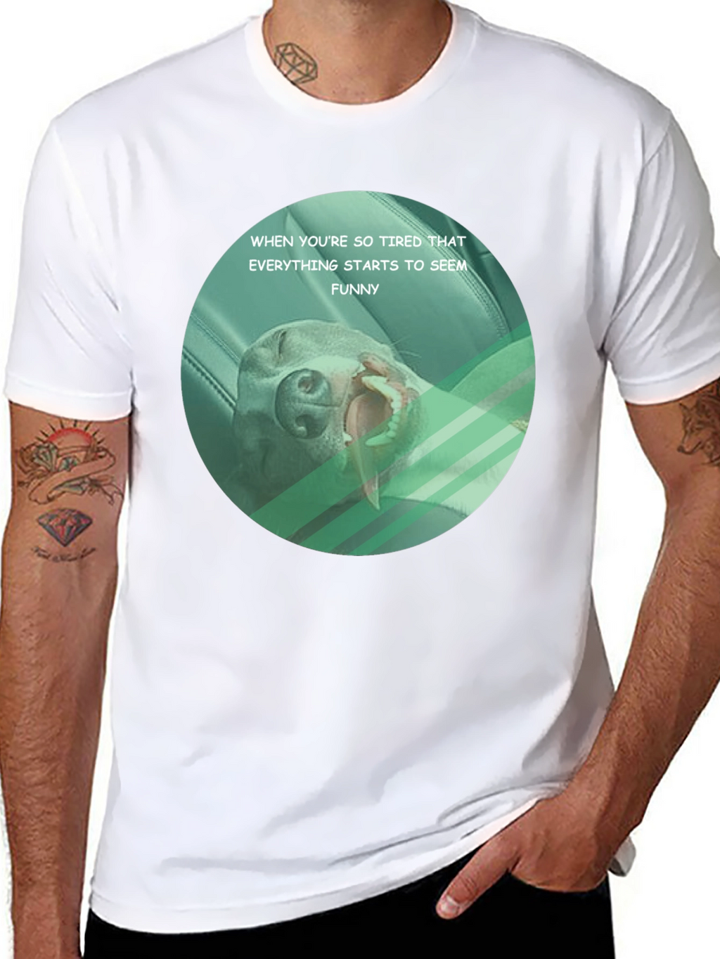 Funny Tired Dog Graphic T-Shirt