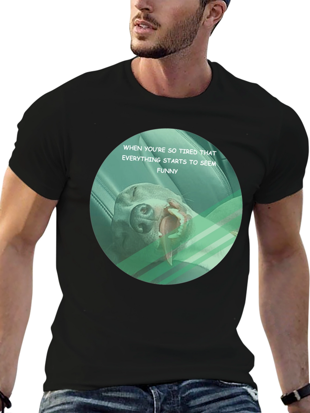 Funny Tired Dog Graphic T-Shirt