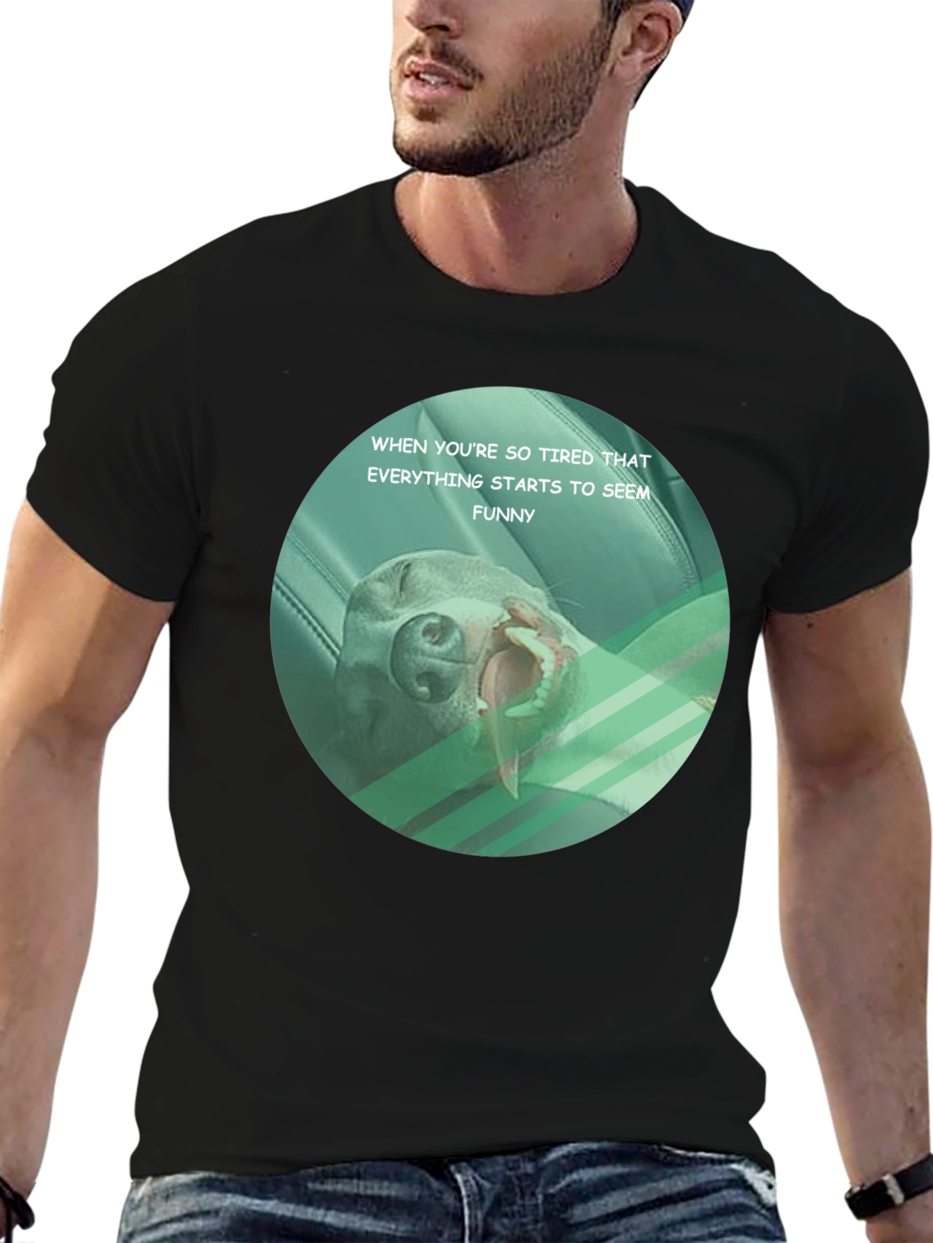 Funny Tired Dog Graphic T-Shirt