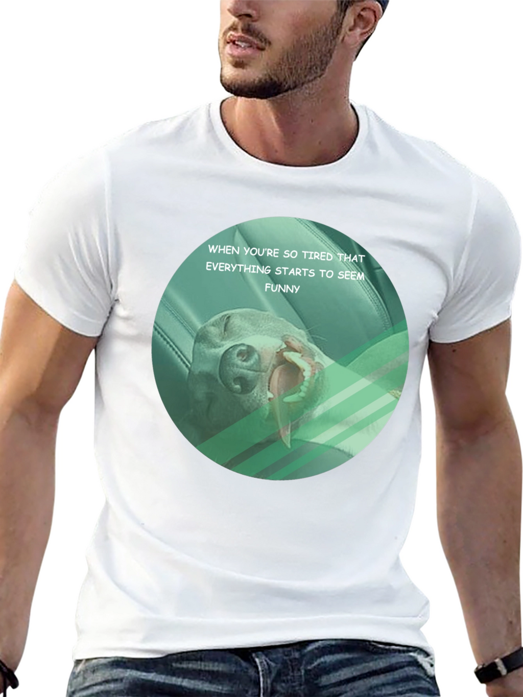 Funny Tired Dog Graphic T-Shirt