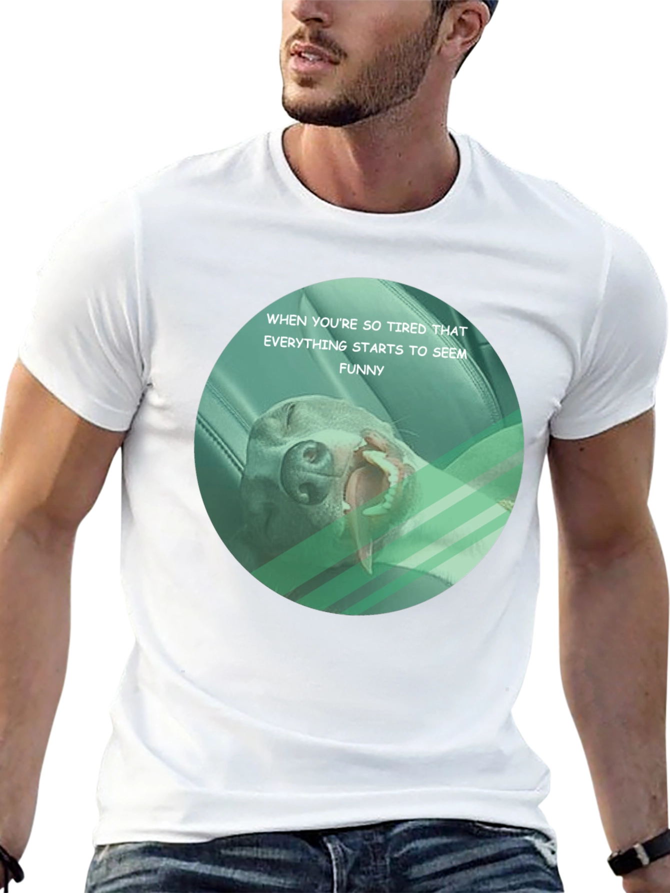 Funny Tired Dog Graphic T-Shirt