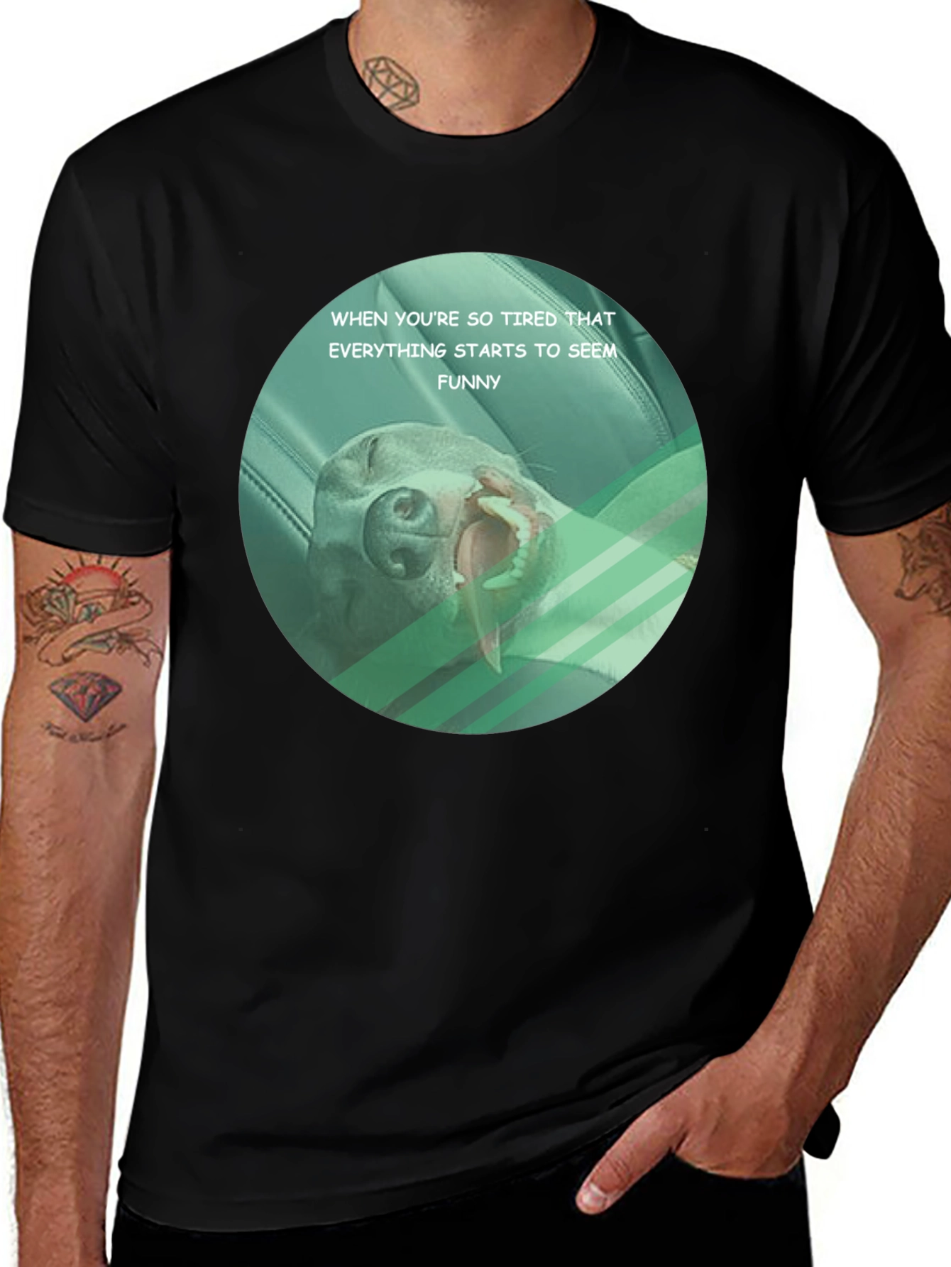 Funny Tired Dog Graphic T-Shirt