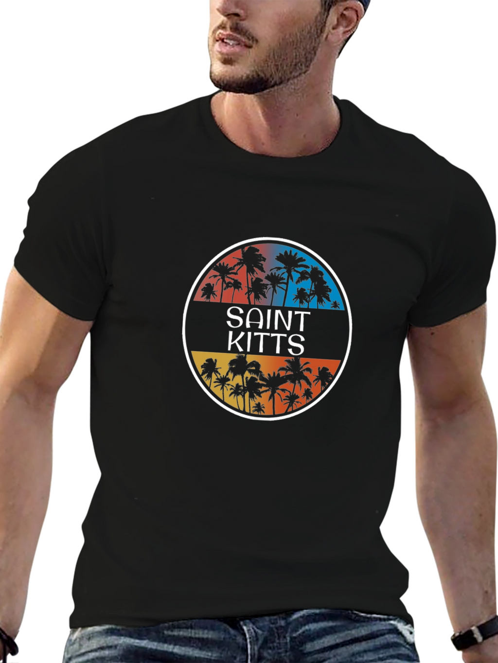 Saint Kitts Palm Tree T-Shirt - Island Vibes
