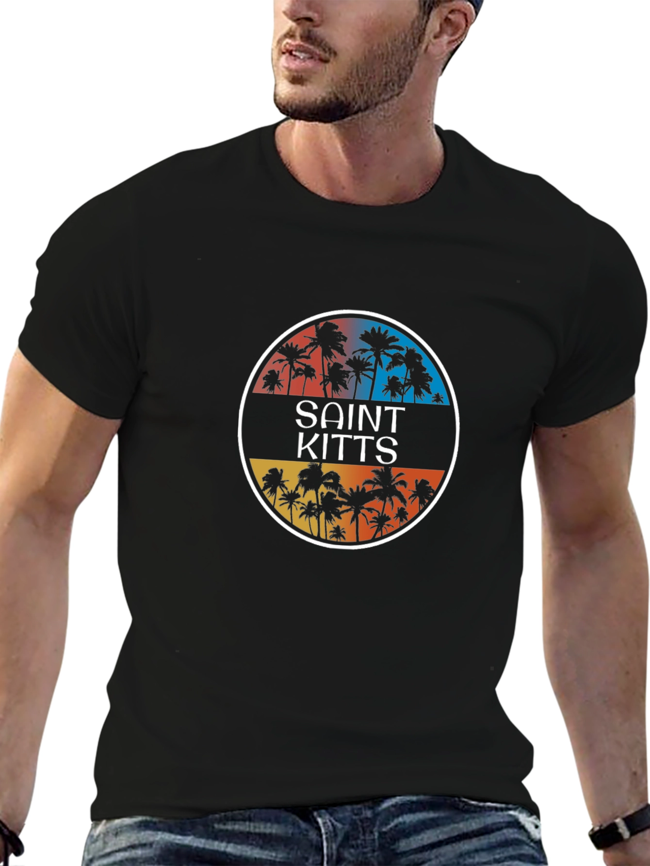 Saint Kitts Palm Tree T-Shirt - Island Vibes