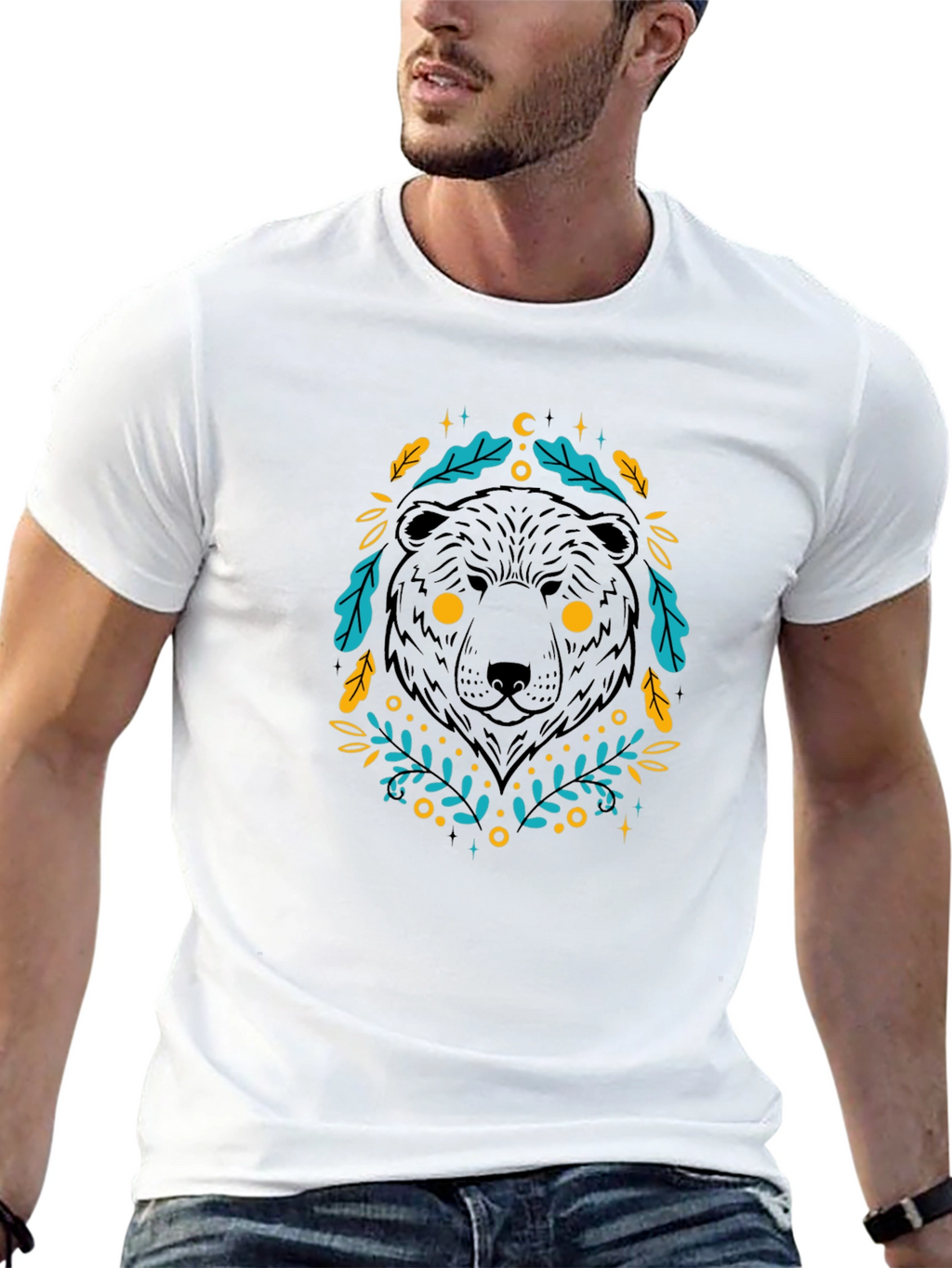 Mystic Bear Graphic Tee - Black Cotton