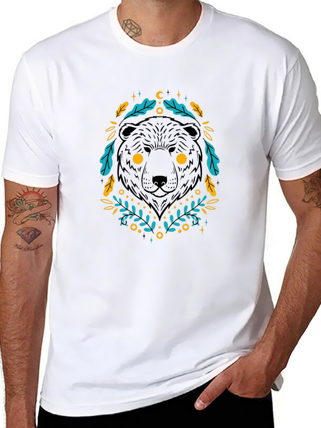 Mystic Bear Graphic Tee - Black Cotton