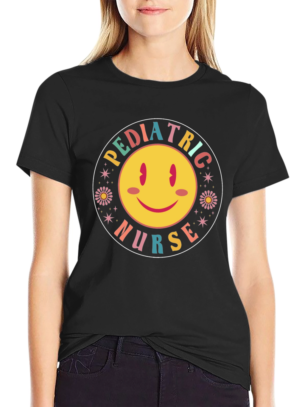 Pediatric Nurse Smiley Face Graphic Tee