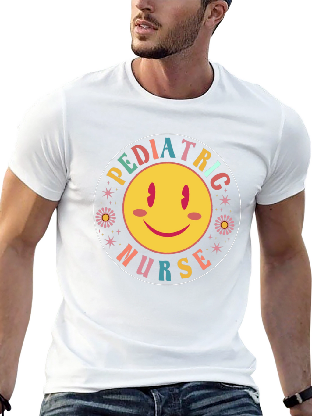 Pediatric Nurse Smiley Face Graphic Tee