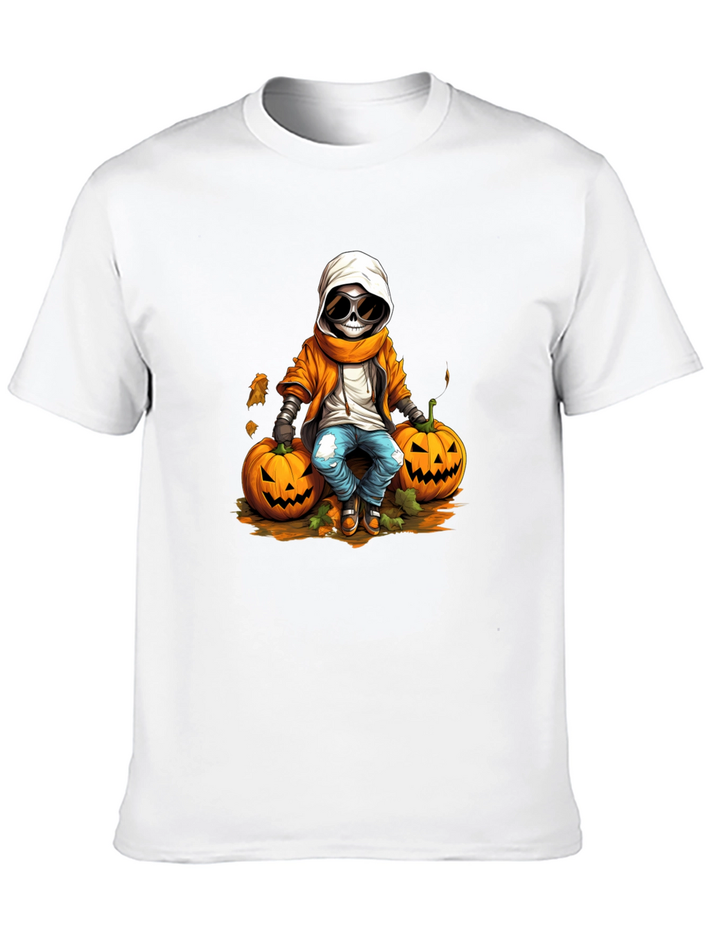 Halloween Skeleton Pumpkin Graphic Tee