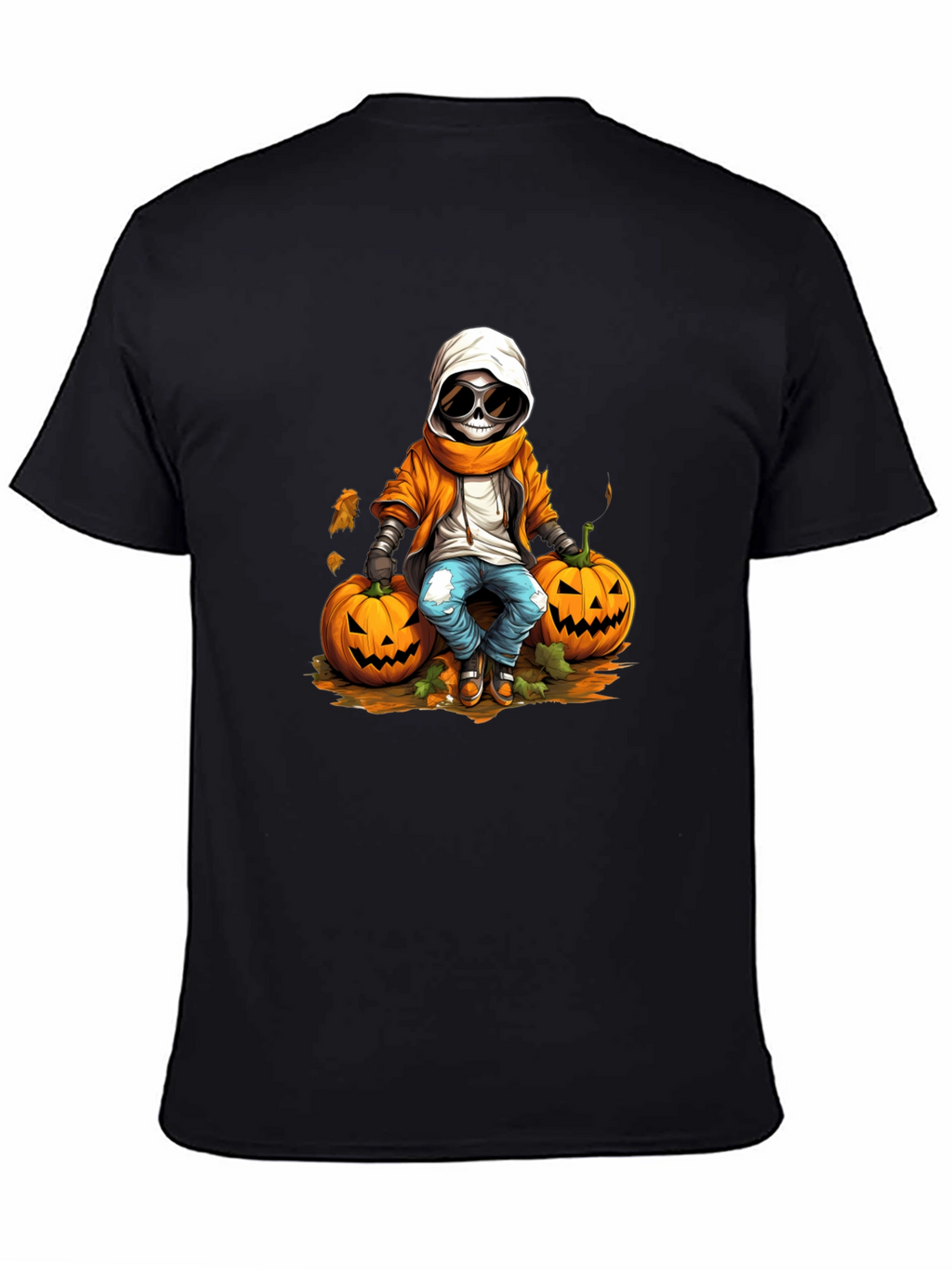 Halloween Skeleton Pumpkin Graphic Tee