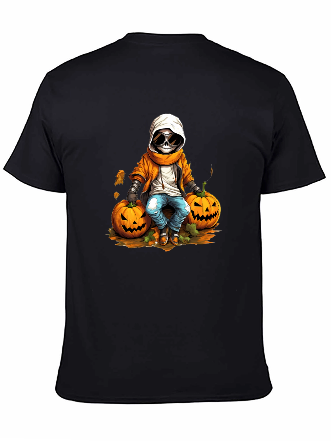 Halloween Skeleton Pumpkin Graphic Tee