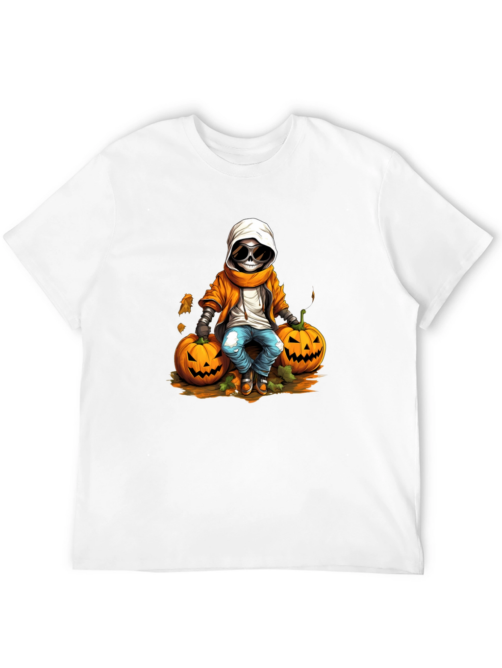 Halloween Skeleton Pumpkin Graphic Tee