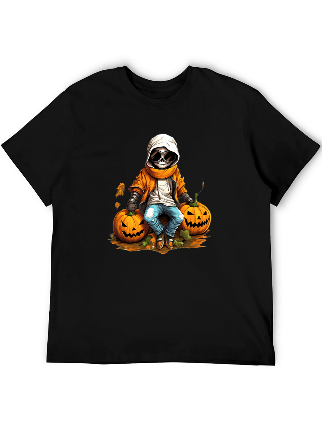 Halloween Skeleton Pumpkin Graphic Tee