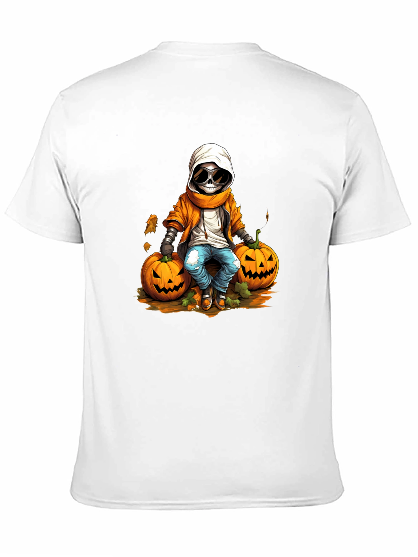 Halloween Skeleton Pumpkin Graphic Tee