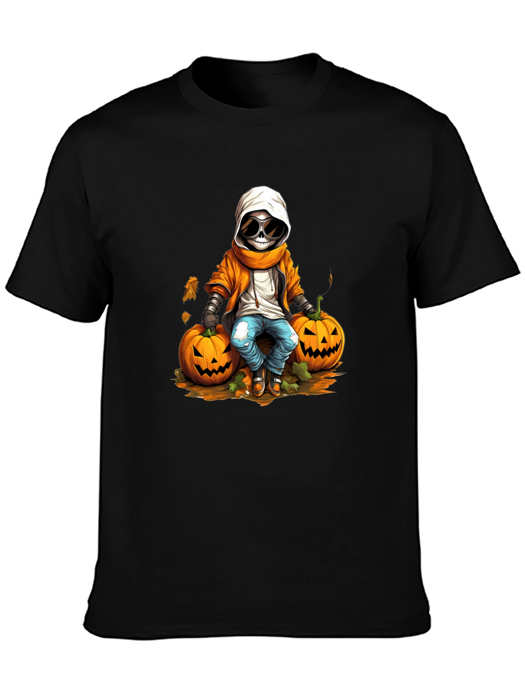 Halloween Skeleton Pumpkin Graphic Tee