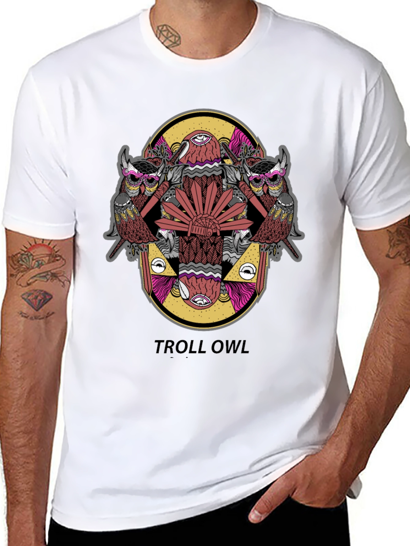 Troll Owl Graphic Tee - Unique Design!