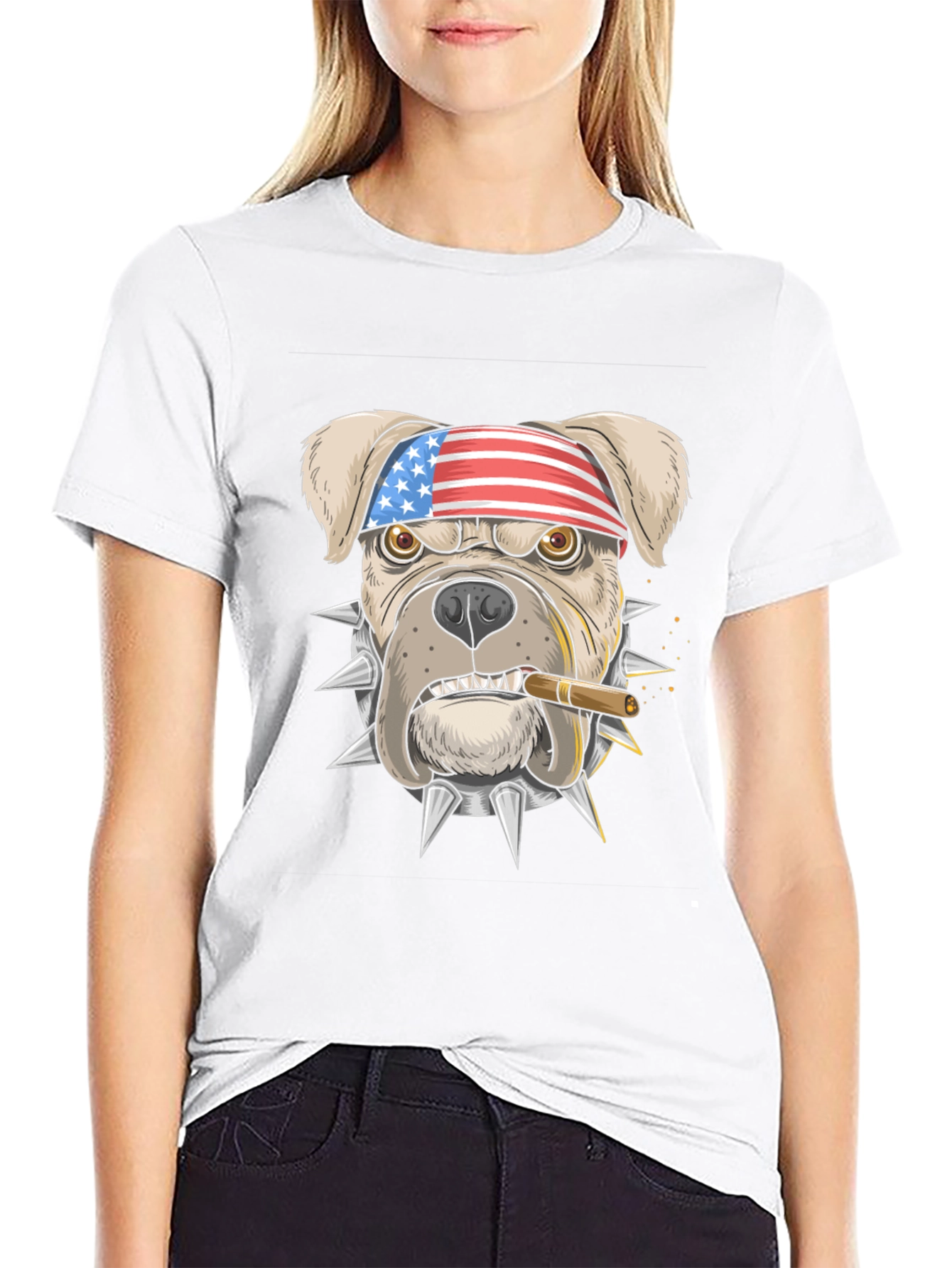 Patriotic Bulldog Graphic T-Shirt - American Pride