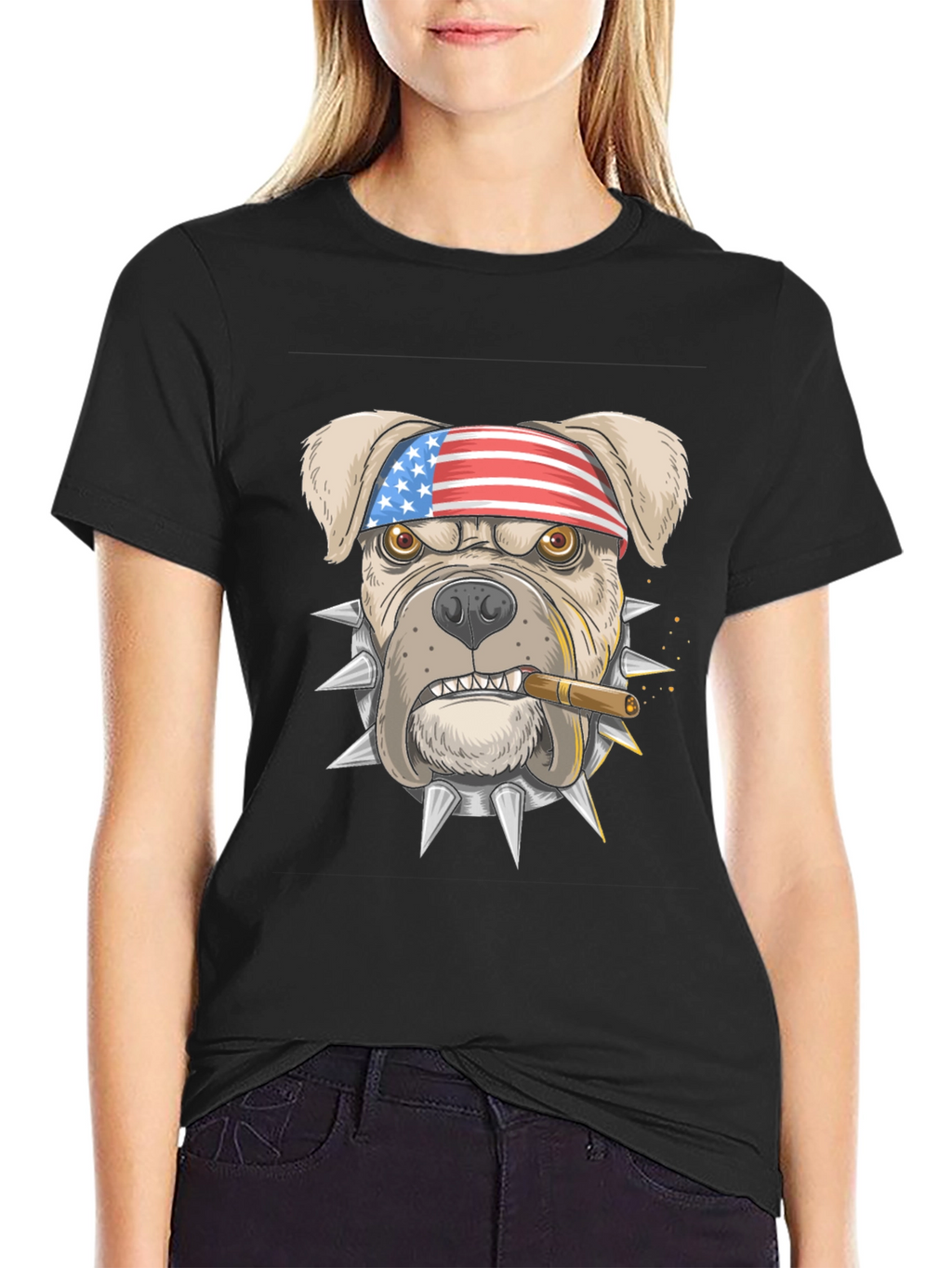 Patriotic Bulldog Graphic T-Shirt - American Pride