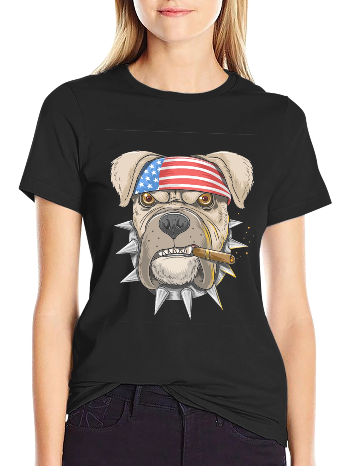 Patriotic Bulldog Graphic T-Shirt - American Pride