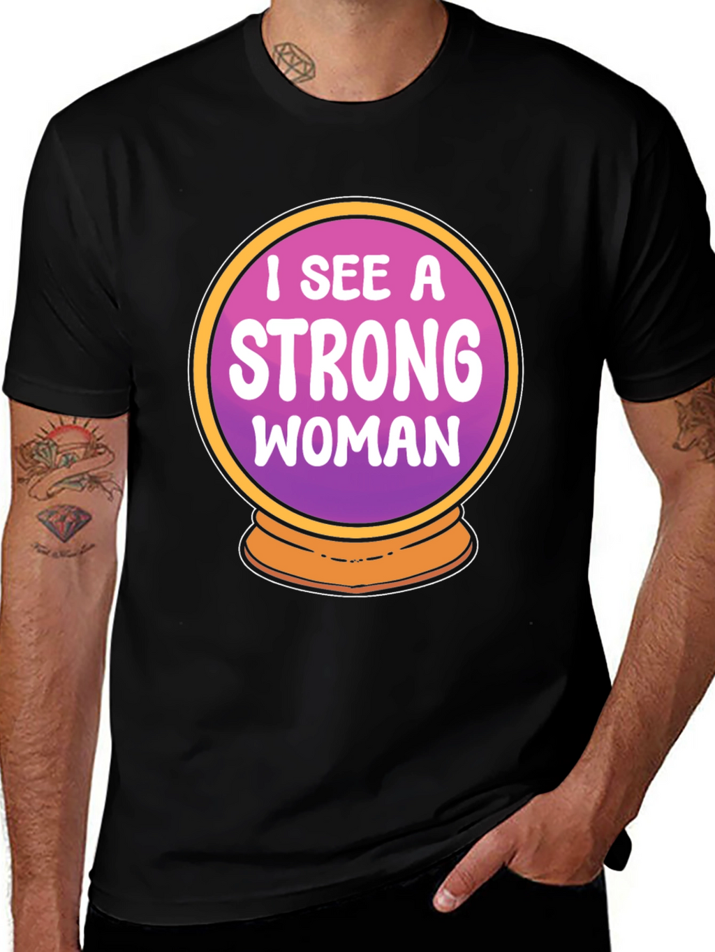 Strong Woman Crystal Ball Graphic Tee - Black
