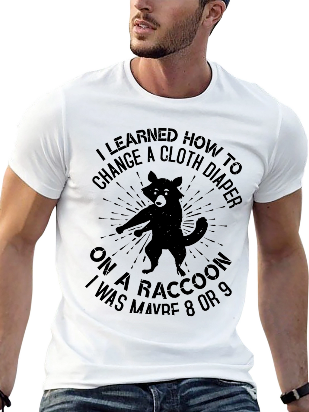 Raccoon Cloth Diaper Funny Graphic T-Shirt