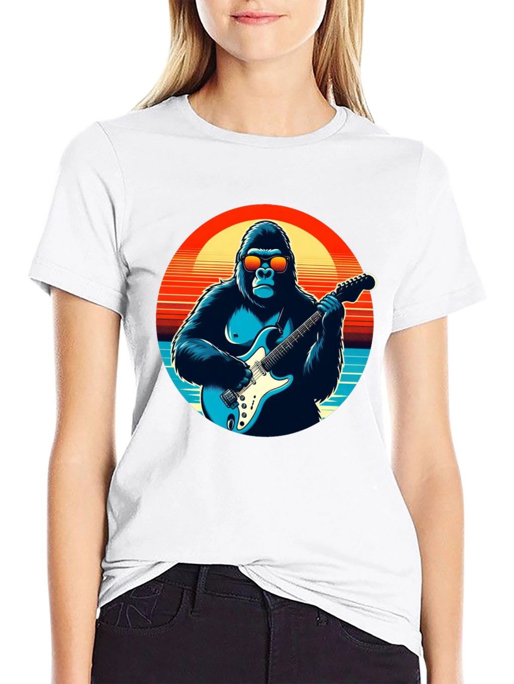 Cool Gorilla Guitarist Graphic Tee