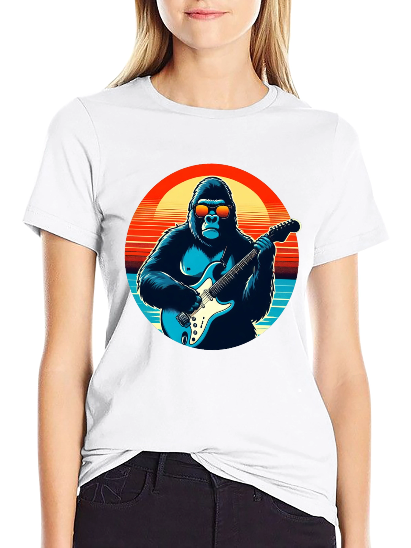 Cool Gorilla Guitarist Graphic Tee