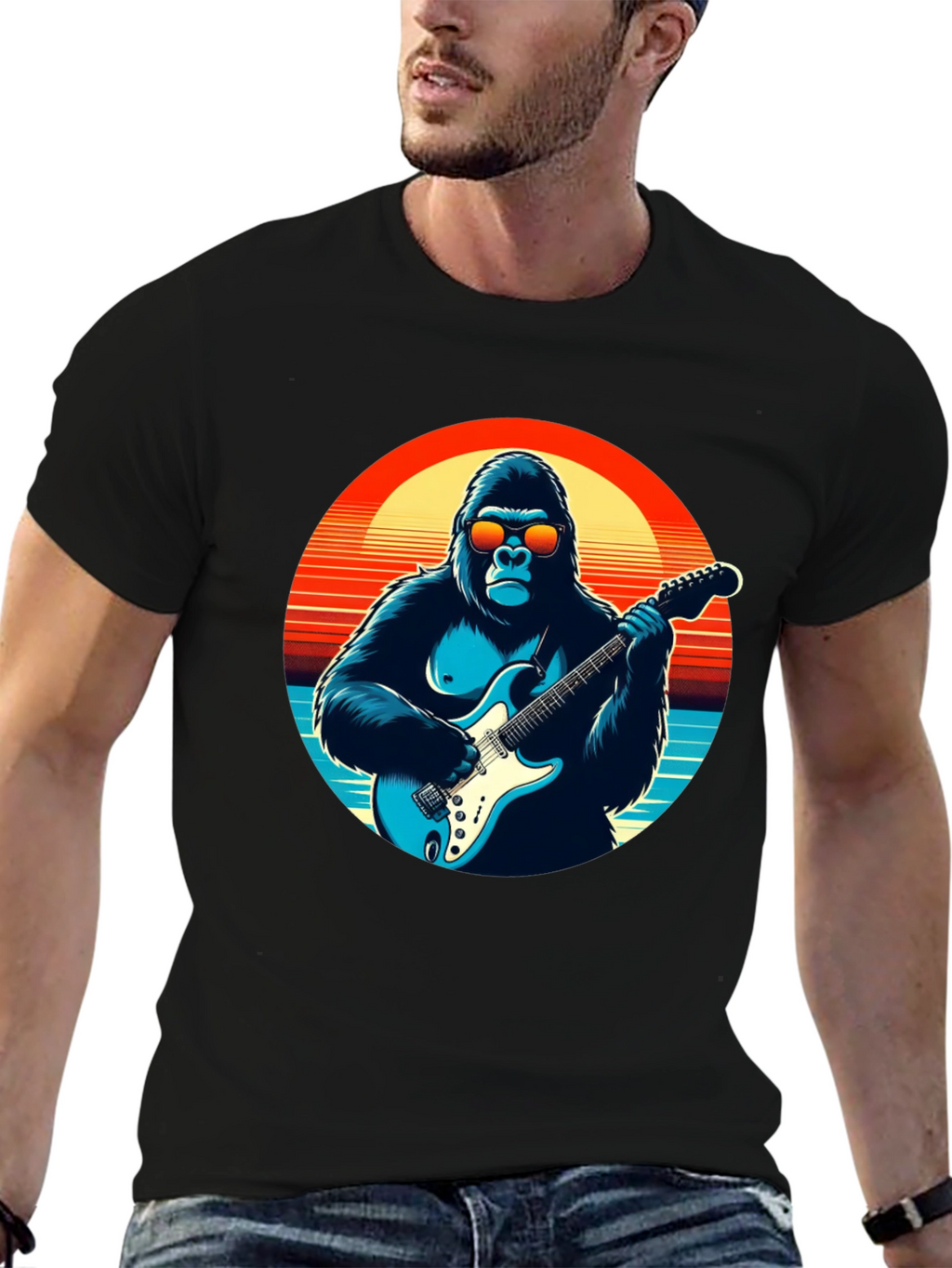 Cool Gorilla Guitarist Graphic Tee