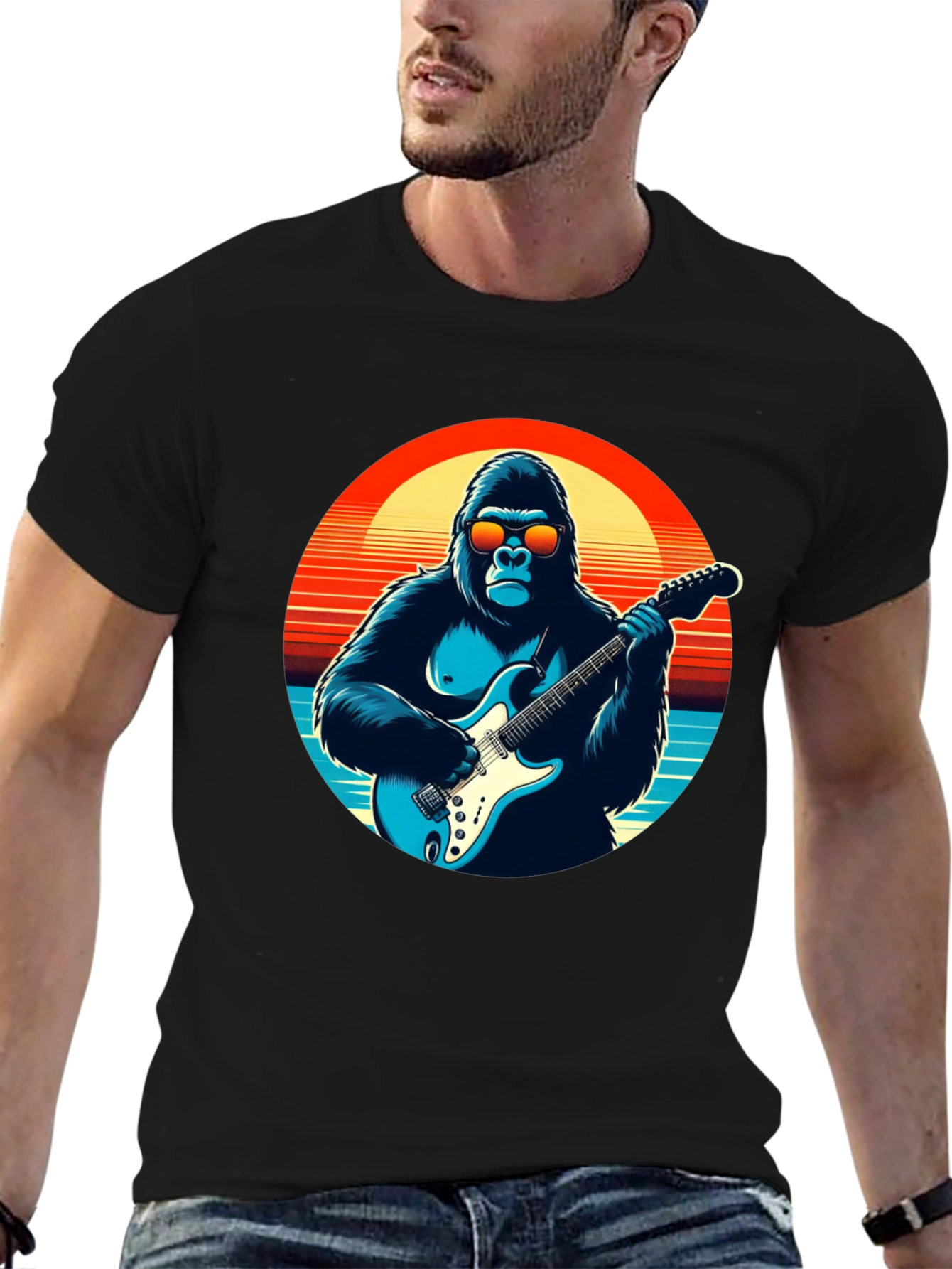 Cool Gorilla Guitarist Graphic Tee