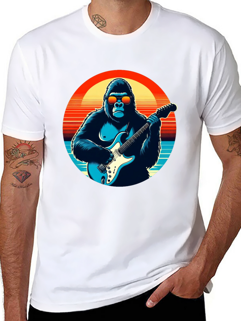 Cool Gorilla Guitarist Graphic Tee