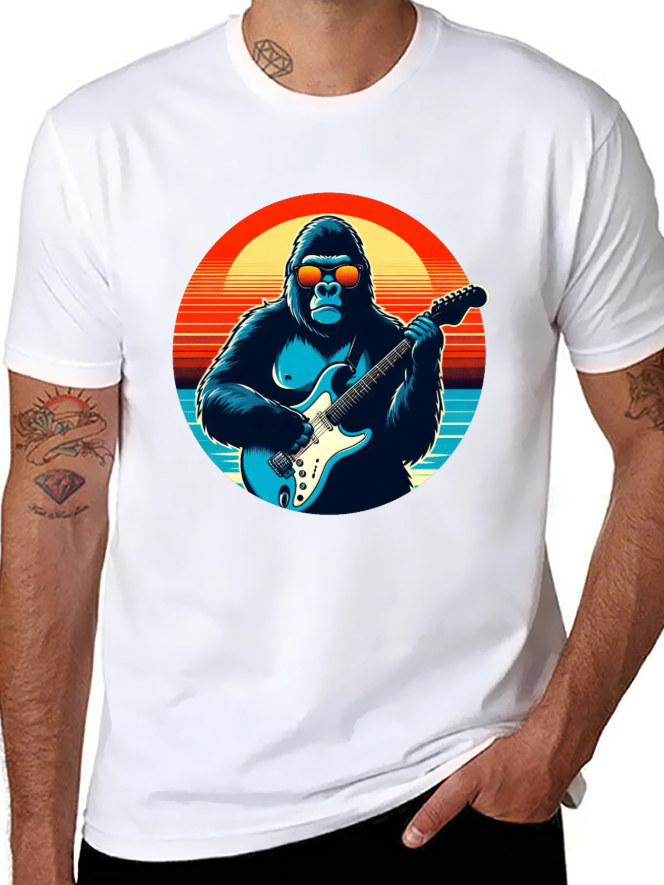 Cool Gorilla Guitarist Graphic Tee