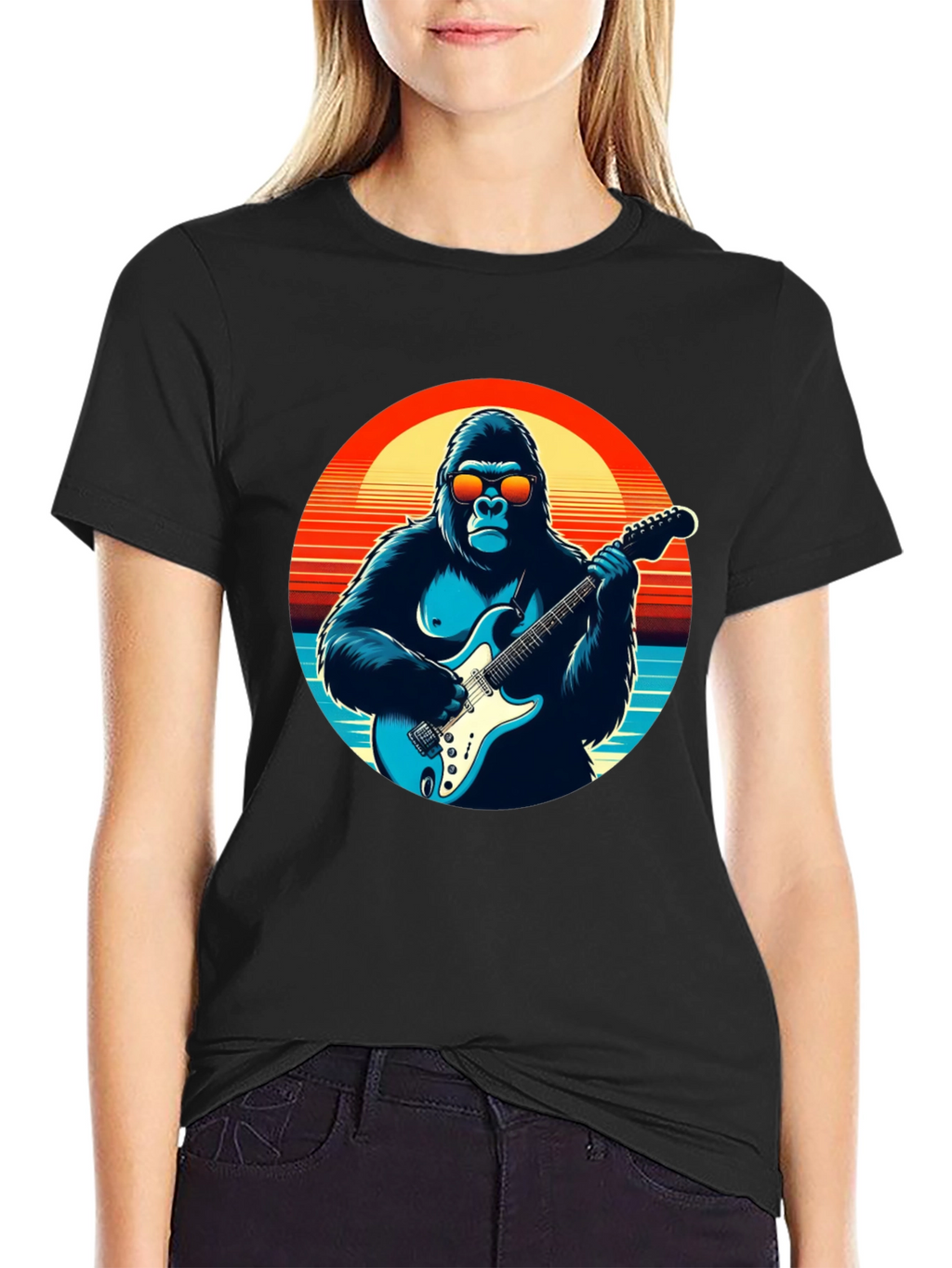 Cool Gorilla Guitarist Graphic Tee