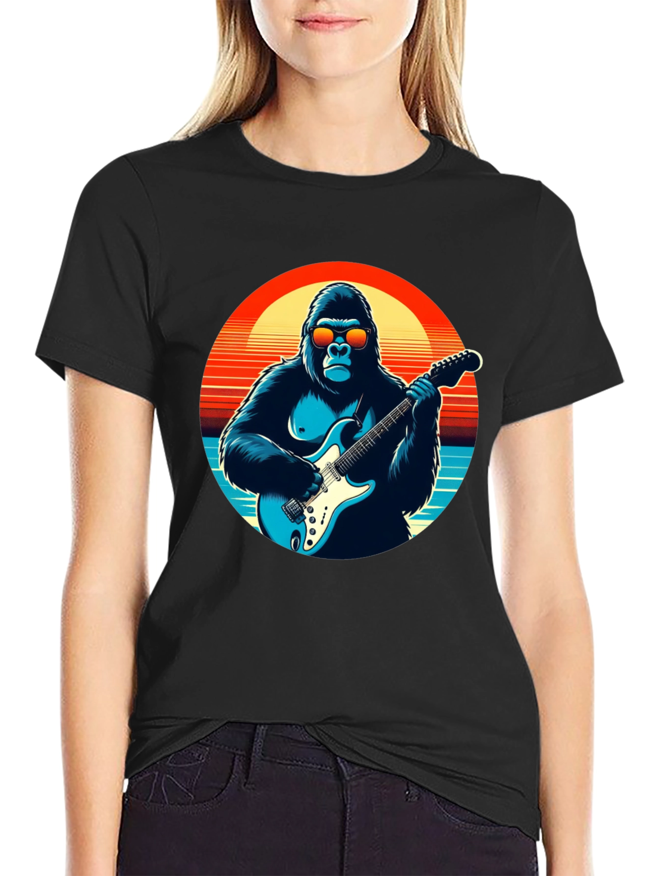 Cool Gorilla Guitarist Graphic Tee
