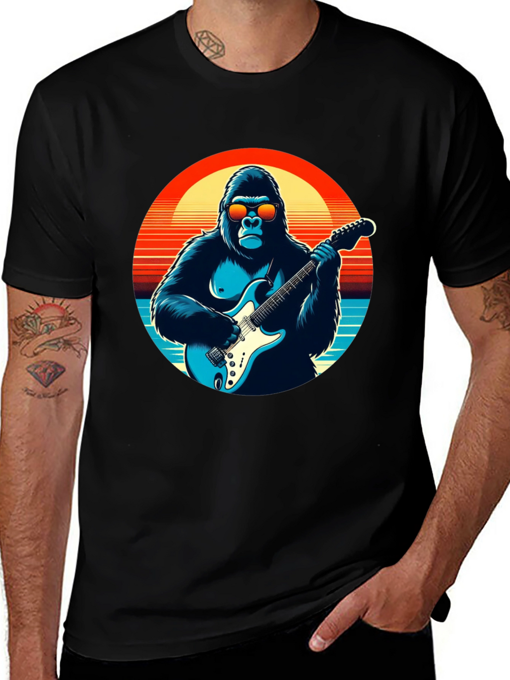 Cool Gorilla Guitarist Graphic Tee