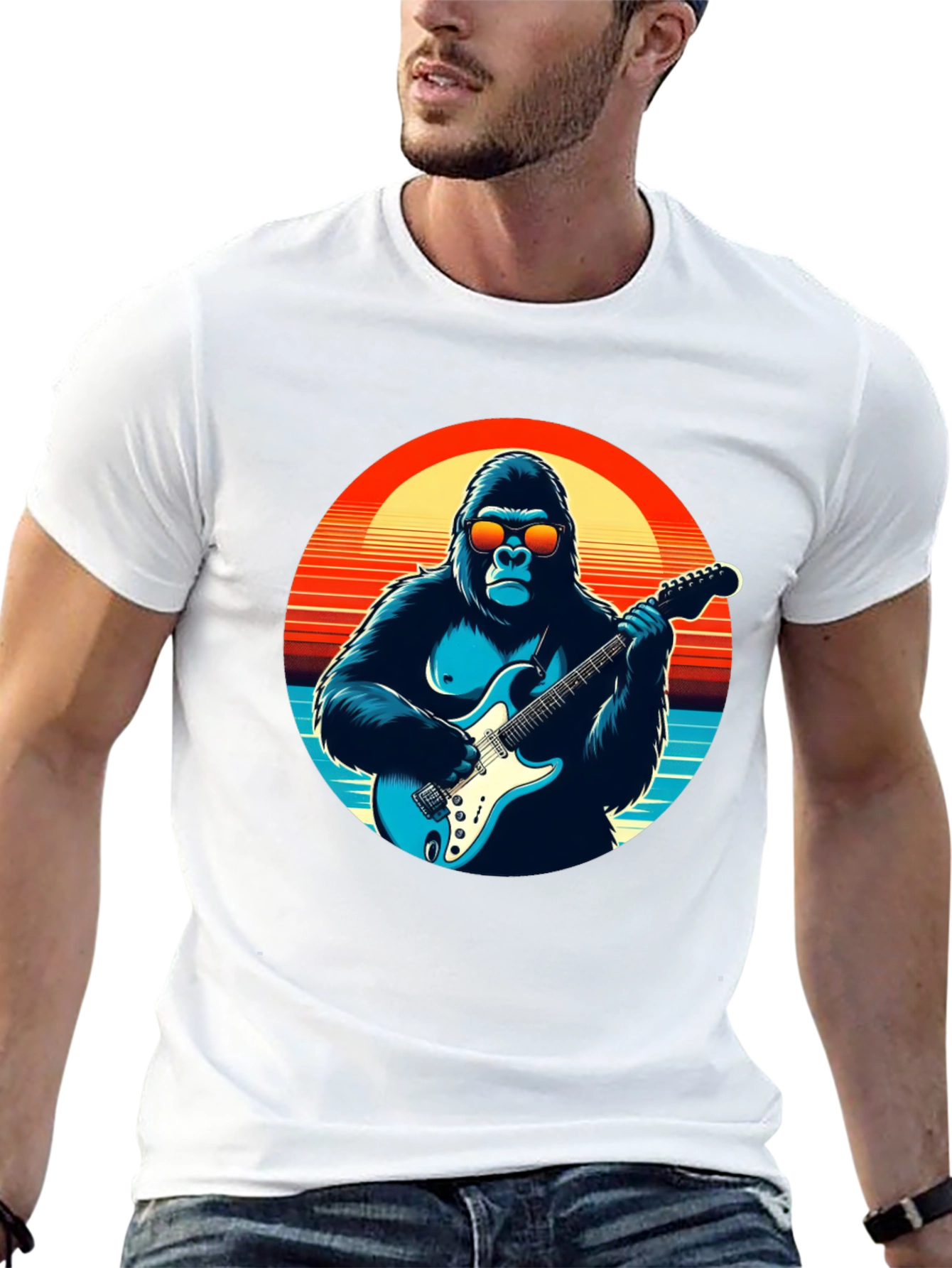 Cool Gorilla Guitarist Graphic Tee