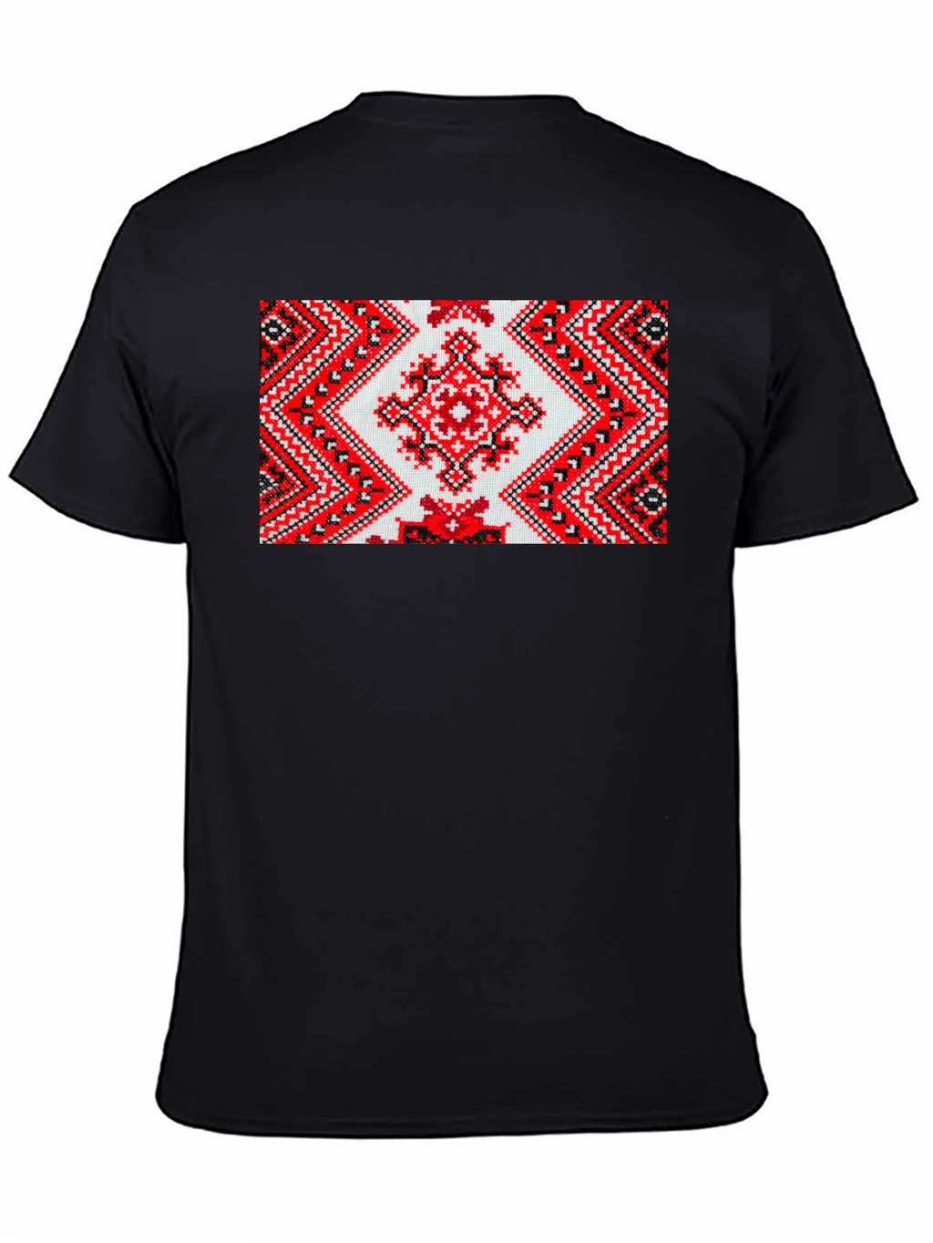 Embroidered Pattern Black T-Shirt
