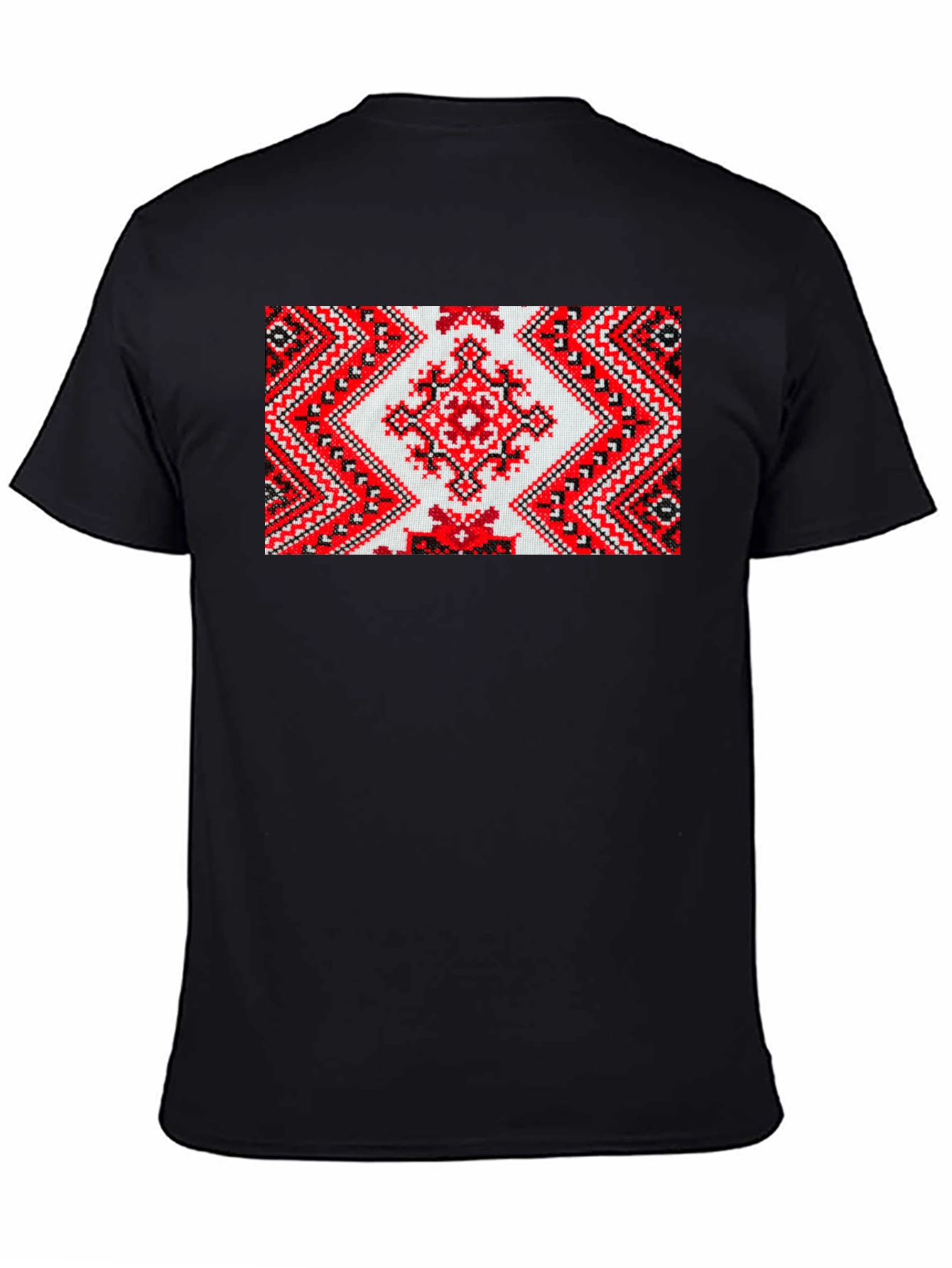 Embroidered Pattern Black T-Shirt