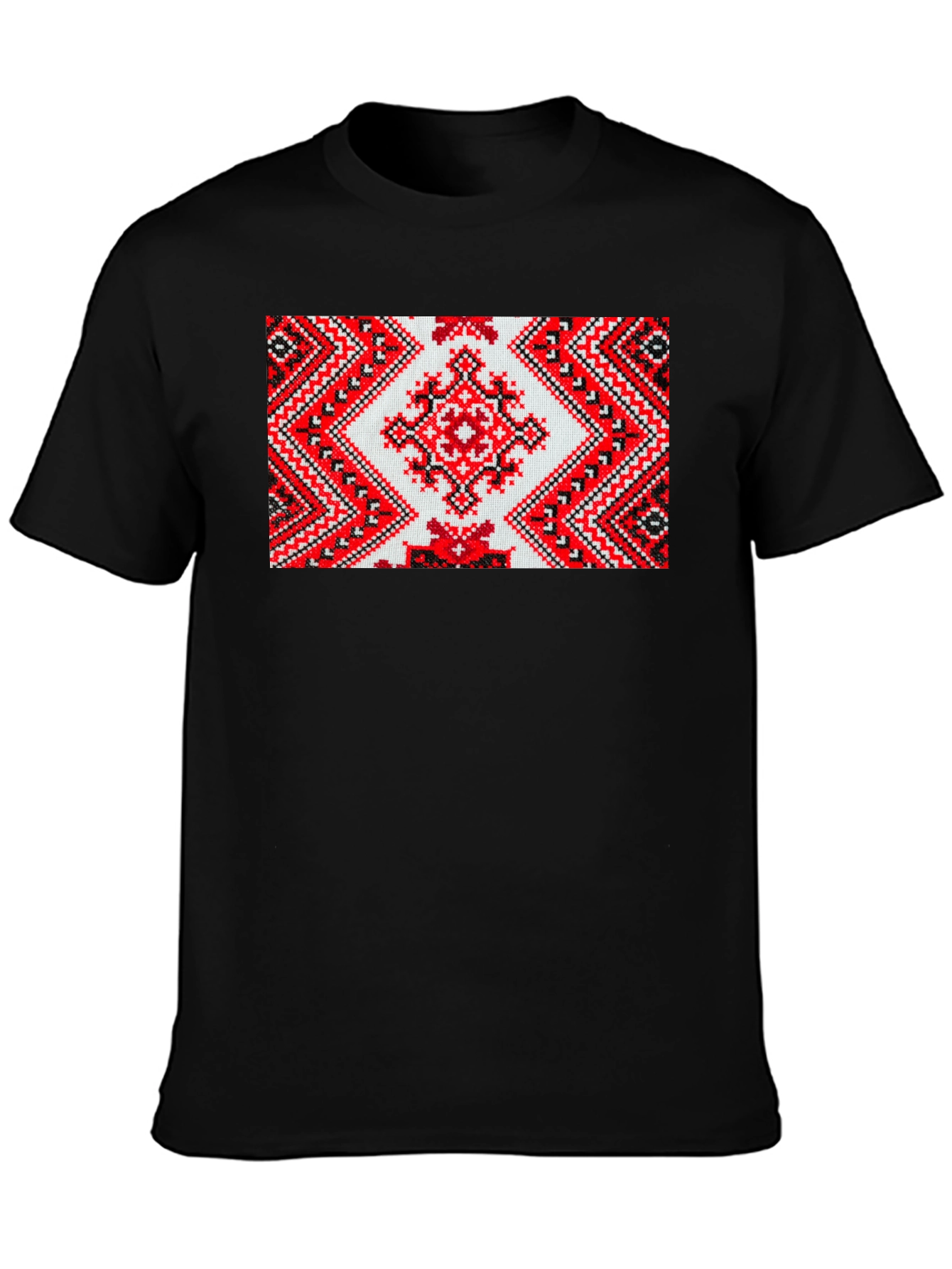 Embroidered Pattern Black T-Shirt