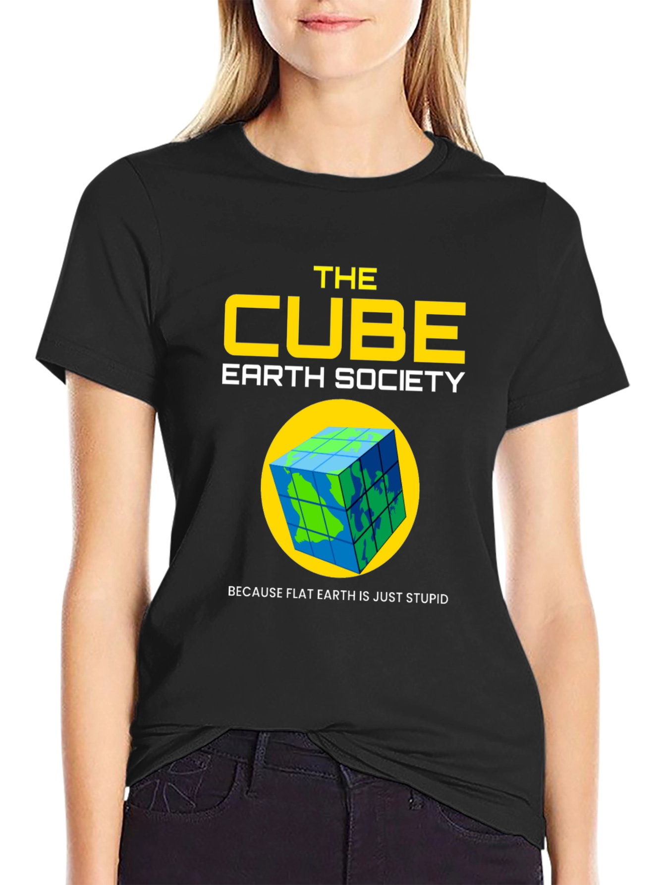 The Cube Earth Society T-Shirt - Anti Flat Earth Humor Tee