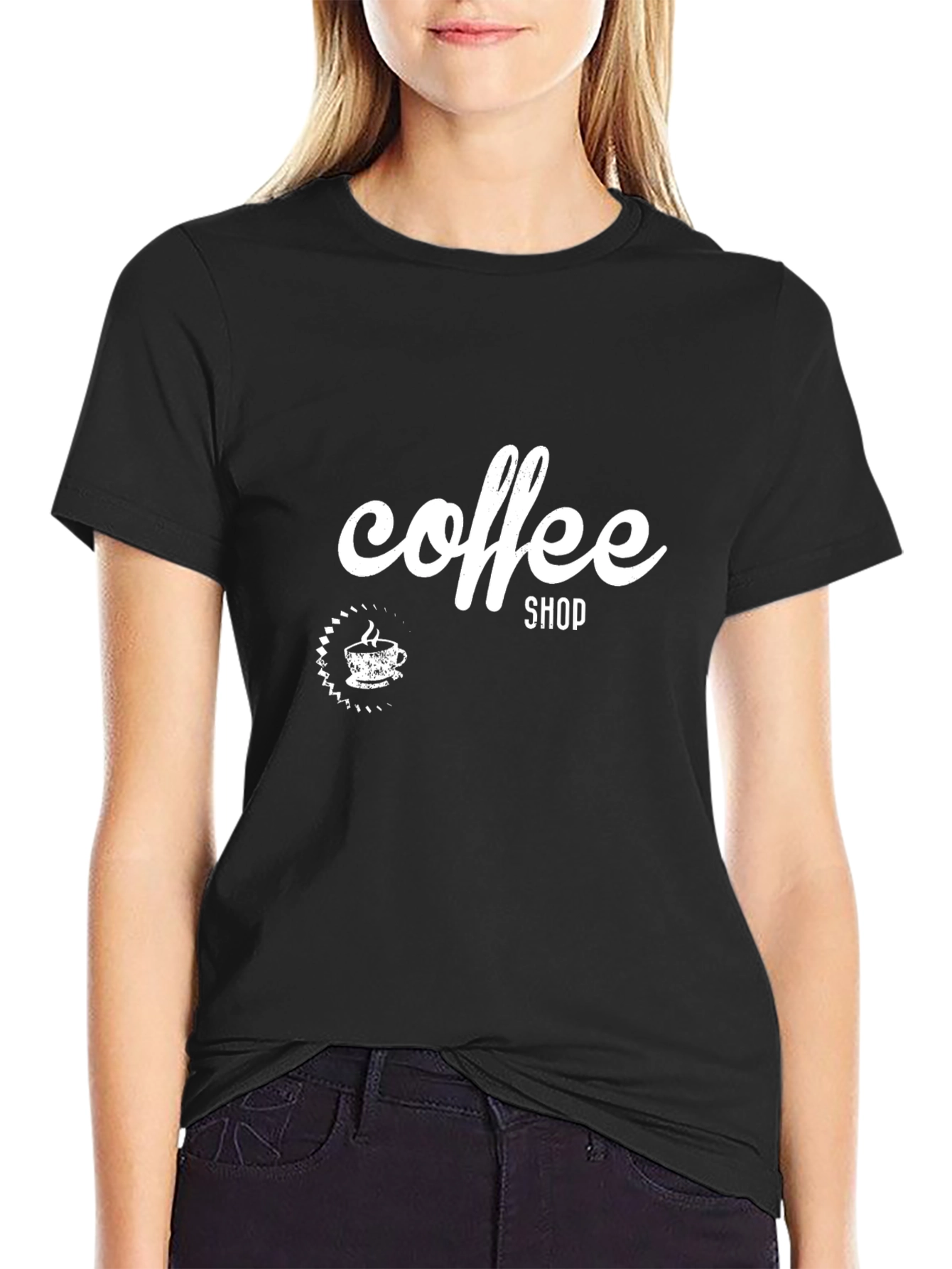 Coffee Shop Graphic Tee - Black Cotton T-Shirt