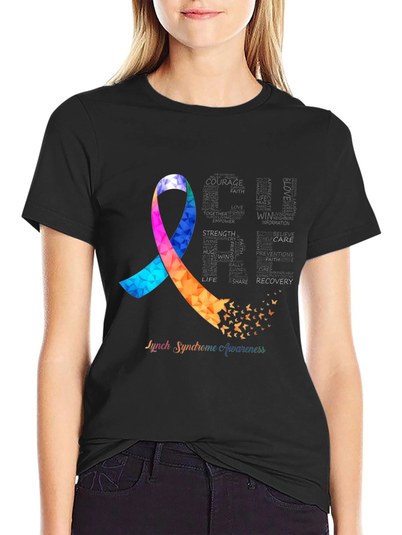 Lynch Syndrome Awareness T-Shirt Ribbon Butterfly