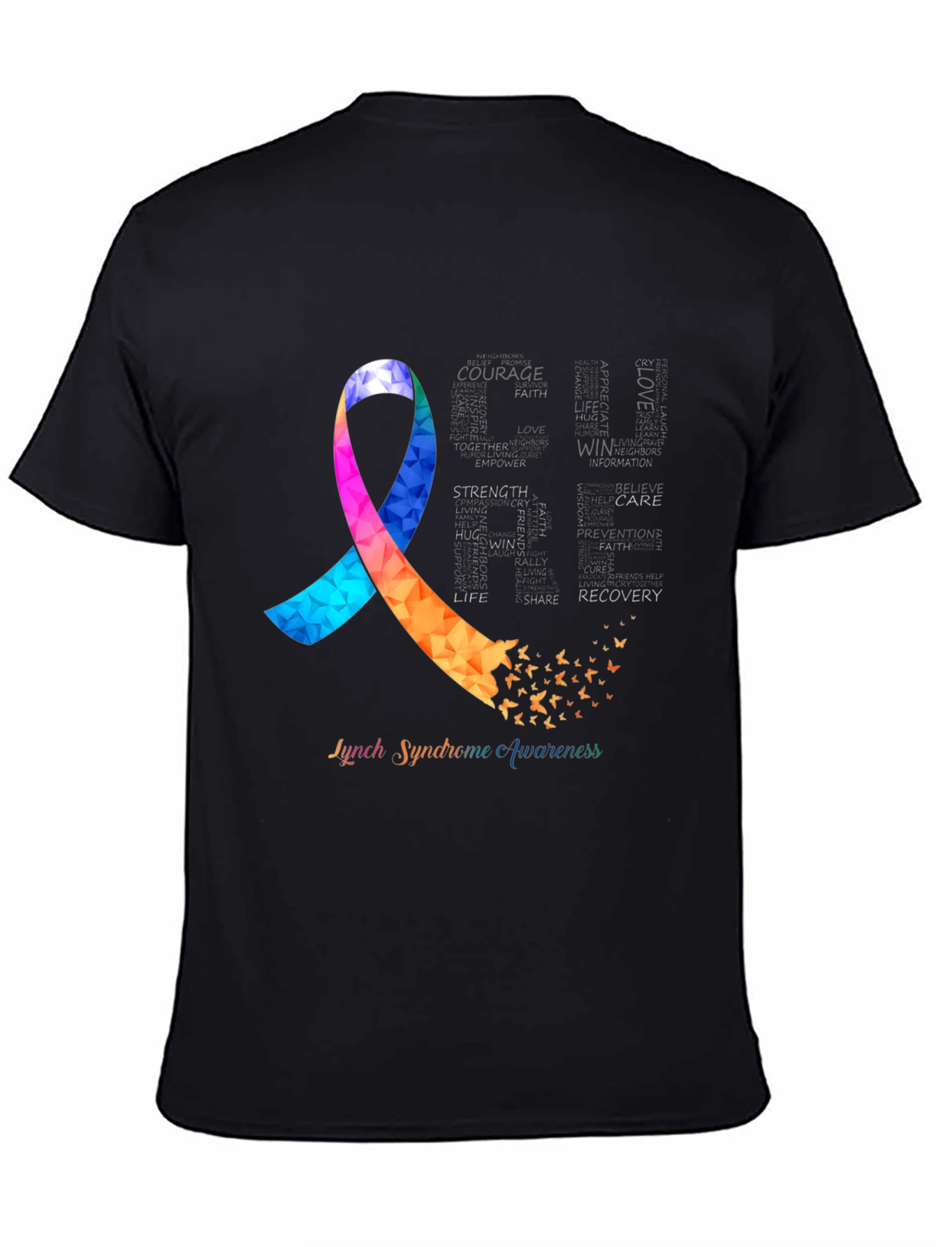Lynch Syndrome Awareness T-Shirt Ribbon Butterfly