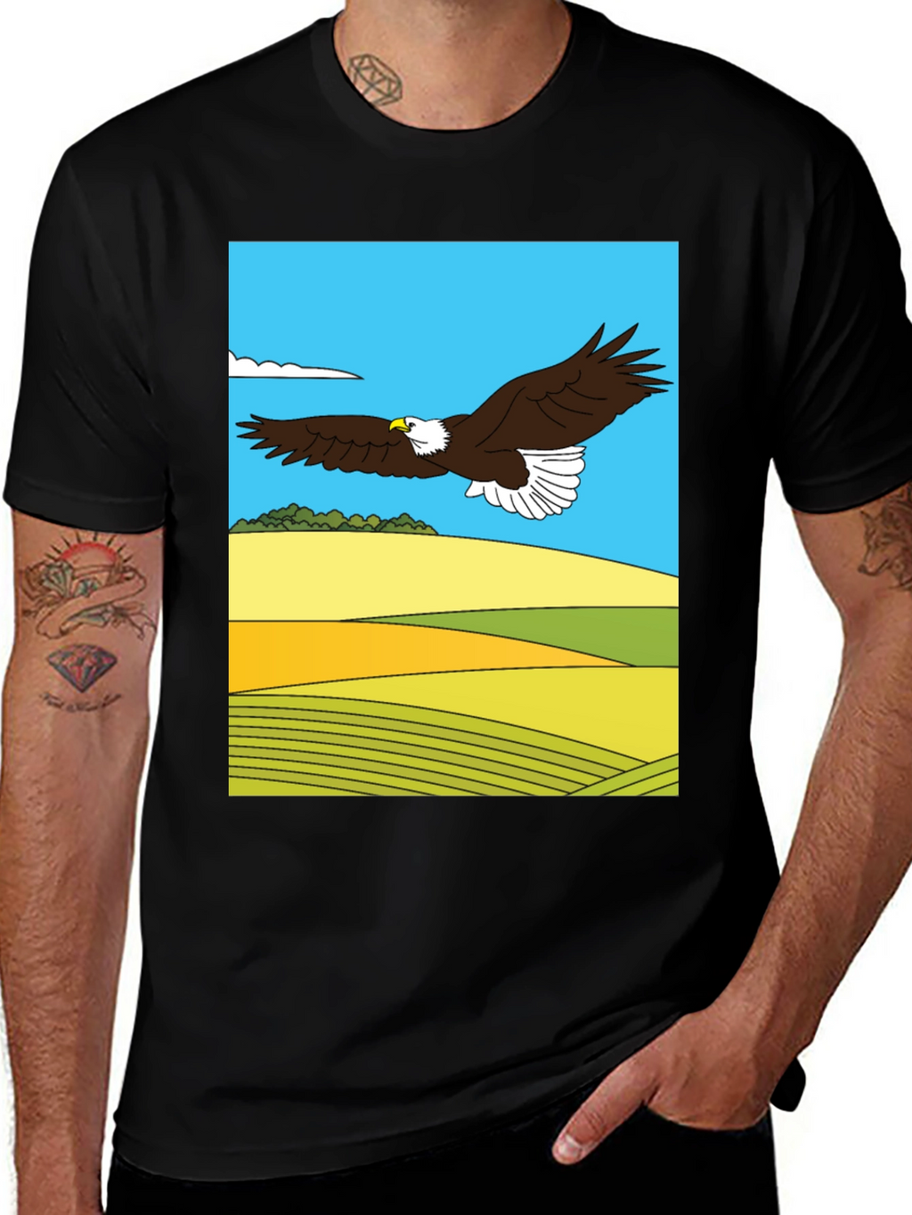 Eagle Landscape Graphic Tee - Black